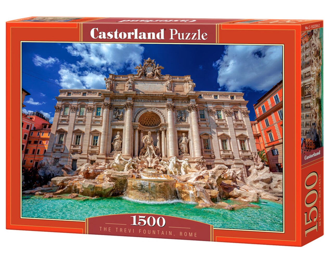 1500 Piece Jigsaw Puzzle, The Trevi Fountain, Rome, Italy, Baroque style, Travel puzzle, Italian architecture, Adult Puzzle, Castorland C-152230-2
